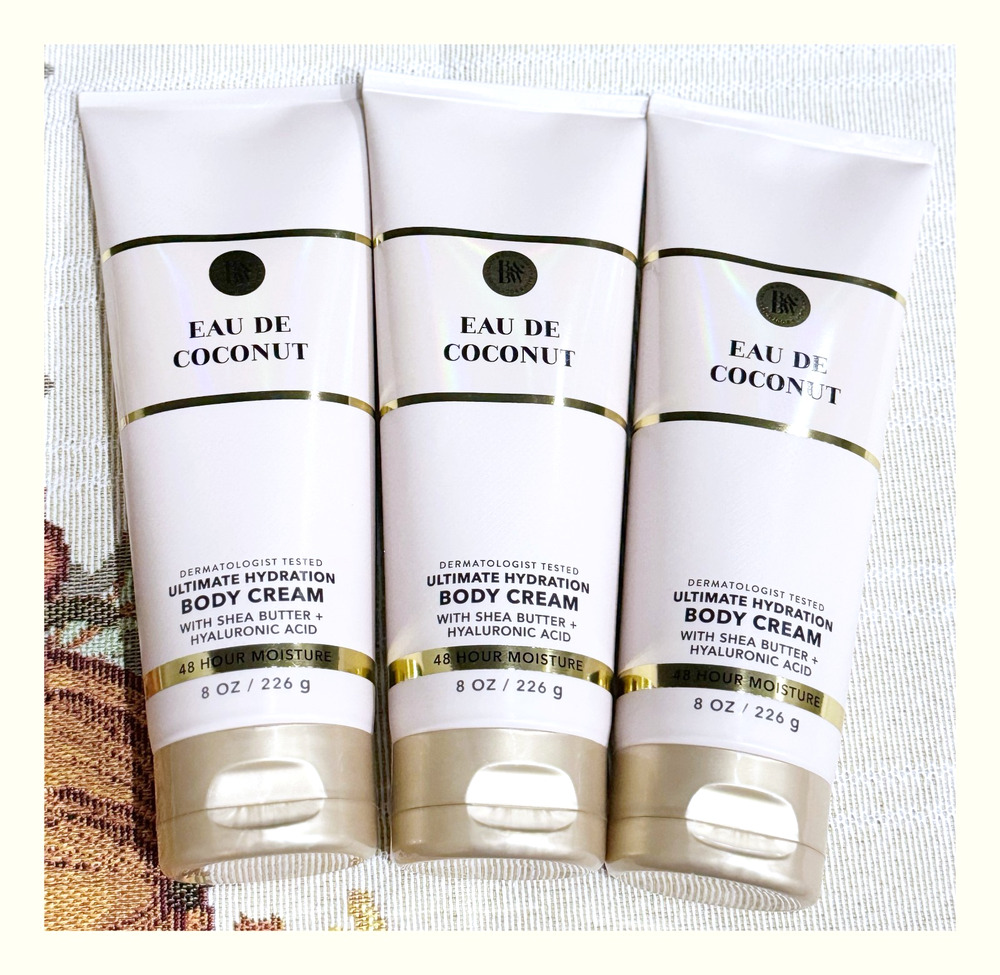 Bath & Body Works Eau De Coconut 8 oz Ultimate Hydration Body Cream x3